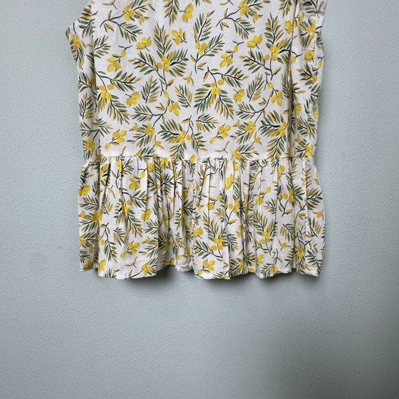 Dip Lemon Linen Blend Ruffle Peplum Tank Top Bow Detail Straps Size Medium - Picture 3 of 9